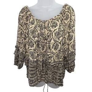 Vintage Denim & Supply Ralph Lauren Boho Floral Ruffle Sleeves Peasant Blouse